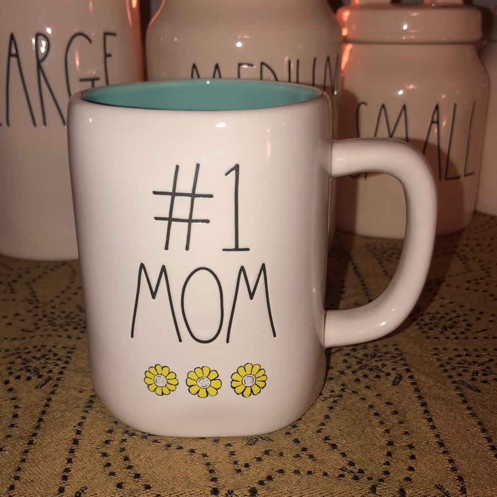 Rae Dunn #1 MOM Mug with Yellow Flowers